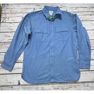 L.L. Bean Chamois Heavy Flannel Shirt Mens Medium Traditional Fit Chalk Blue NWT